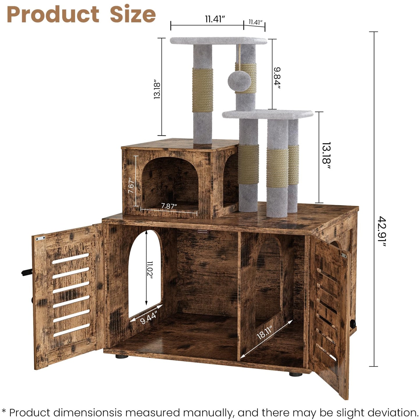 DKLGG Soft Perch Large Wooden Cat House with Litter Pan - Cozy Retreat for Your Feline Friend