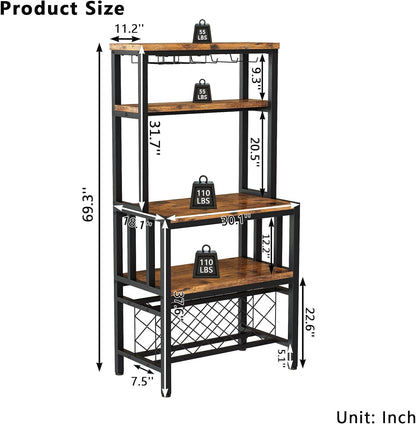 DKLGG Rustic Brown Floor Wine Rack - Perfect Kitchen Organizer and Storage Solution