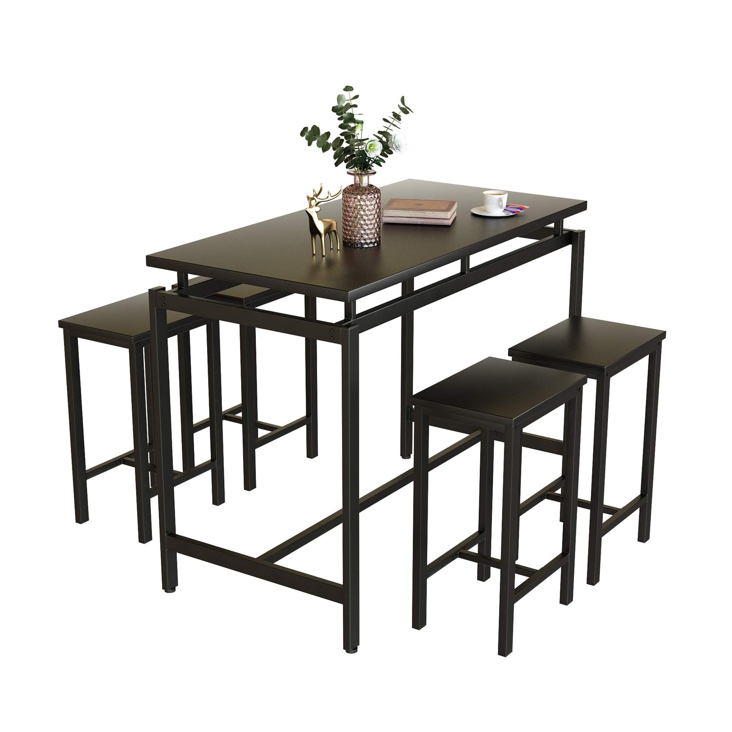 DKLGG Modern 3-Piece Industrial Bar Set for 2 - Stylish Table with Integrated Storage Solutions