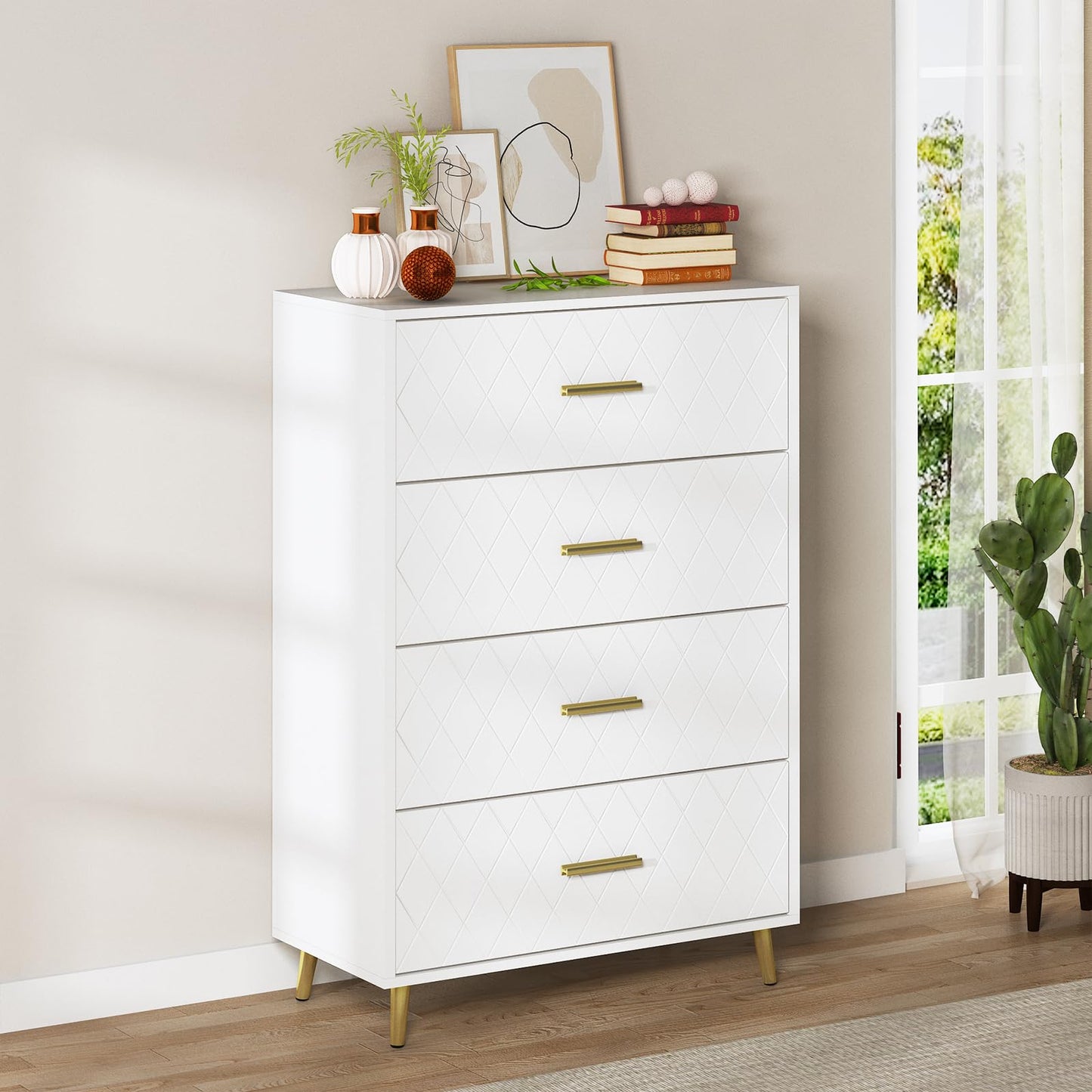 DKLGG White Nightstand Set of 2, Modern Dresser with 3 Drawers, Set of 2