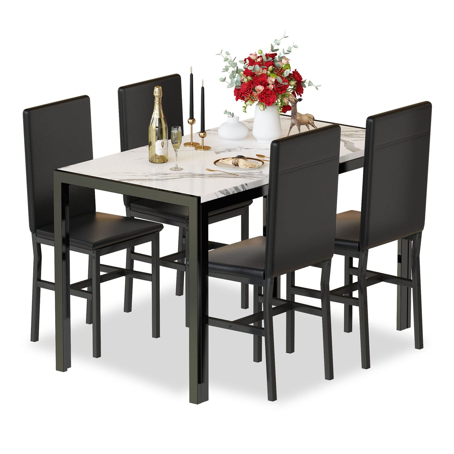 DKLGG 4-Person Dining Set, Modern 5-Piece Table and Chairs for Kitchen - Perfect Home Dining Experience