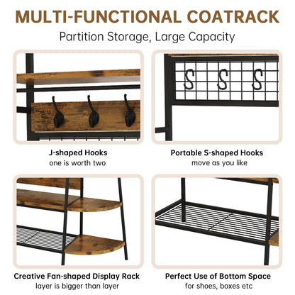 DKLGG 72” Industrial Hall Tree Freestanding Hanger, Hanger Rack with Storage