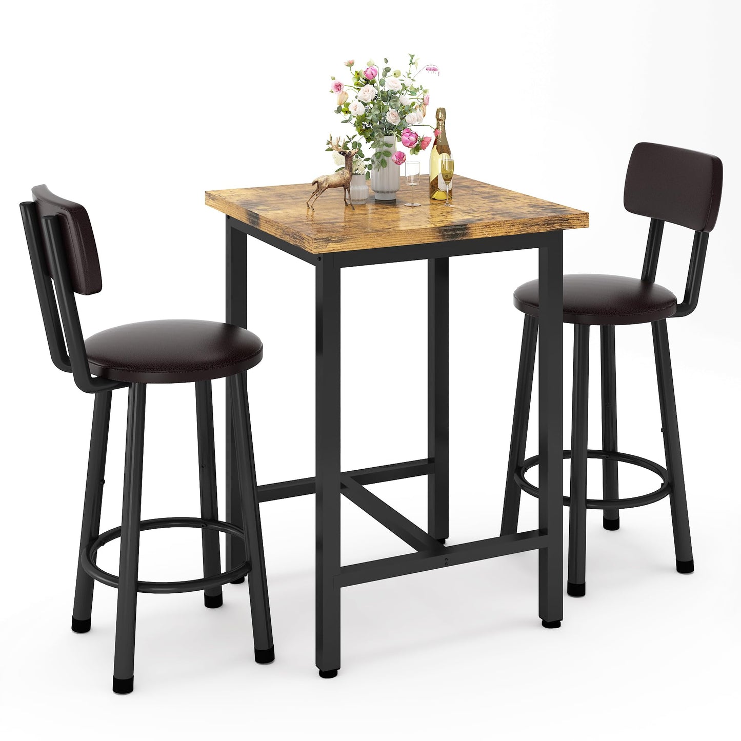 DKLGG 3-Piece Pub Dining Set - Stylish Bar Table with Versatile Chairs for Any Space