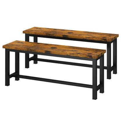 DKLGG Industrial Dining Room Bench Set of 2 - Rustic Brown for Charming Dining Spaces