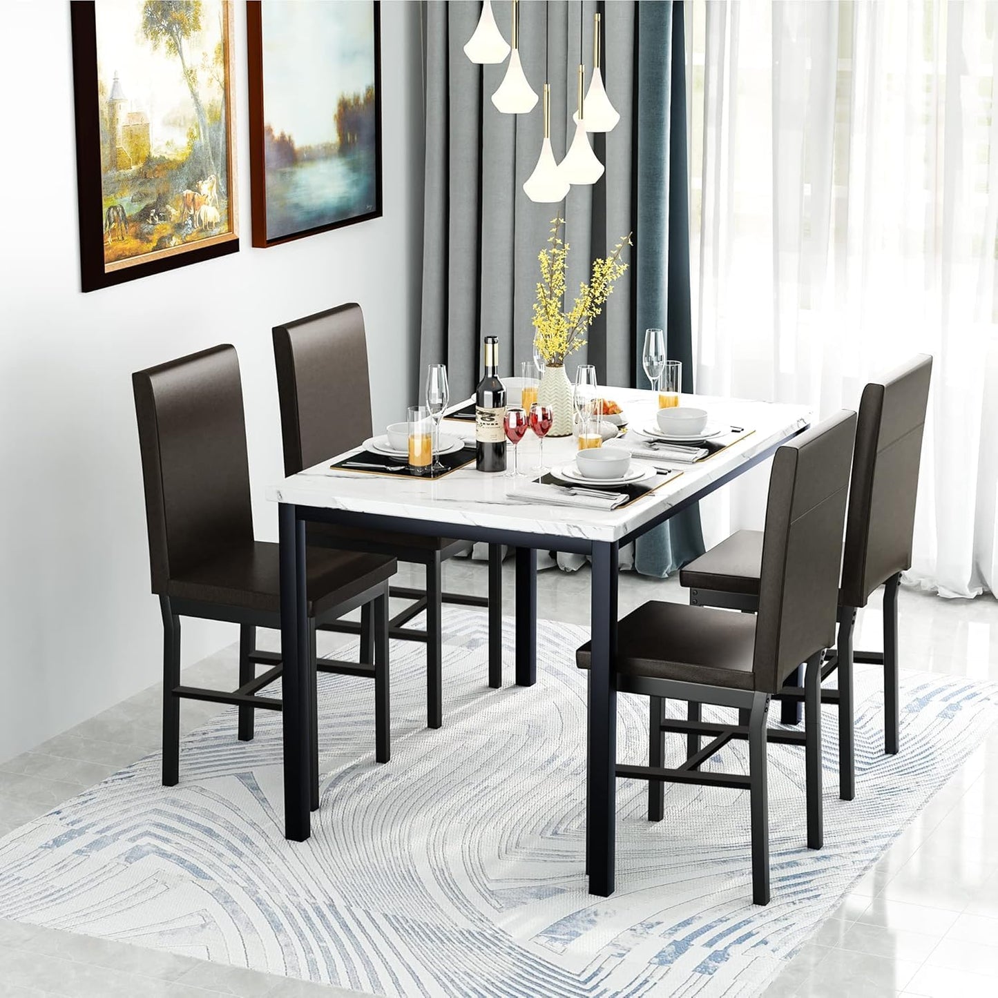 DKLGG 4-Person Dining Set, Modern 5-Piece Table and Chairs for Kitchen - Perfect Home Dining Experience