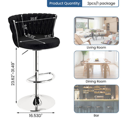 DKLGG Elegant Velvet Barstool Set - 4 Swivel Counter Height Stools for Comfort and Style