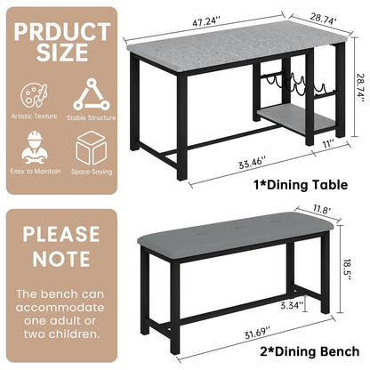 DKLGG Dining Room Table Set for 2-4 - Elegant Design with Wine Rack and Storage