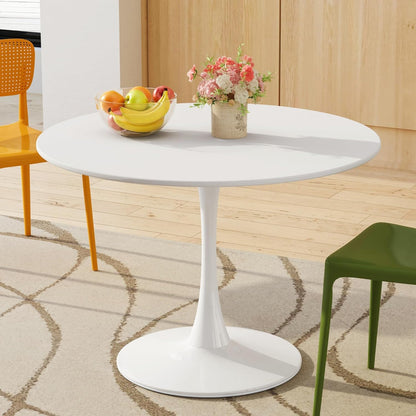 DKLGG 42" Round Dining Table - Minimalist White Tulip Design for a Chic Dining Area