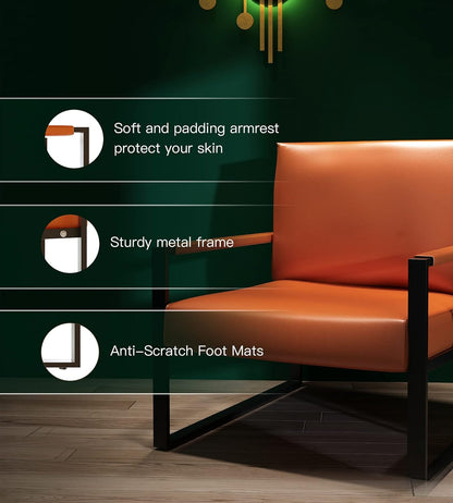 DKLGG Orange Leather Armchair - Oversized Comfort for Your Living Space with a Bold Look