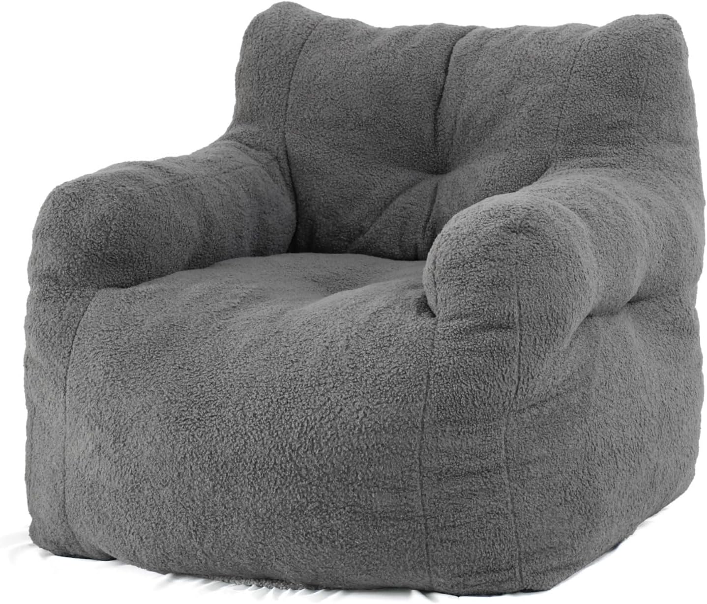 DKLGG Adult Jumbo Bean Bag Chair in Grey - Ultimate Comfort with Extra Padding