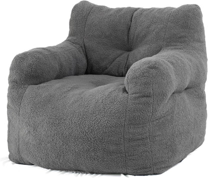 DKLGG Adult Jumbo Bean Bag Chair in Grey - Ultimate Comfort with Extra Padding