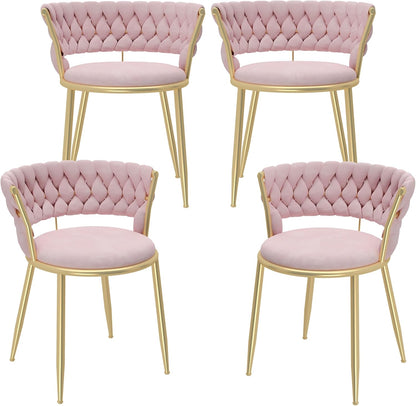 DKLGG Velvet Dining Chair Set of 4 - Elegant Upholstered Chairs for Stylish Dining