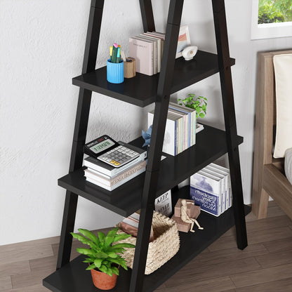 DKLGG 4-Shelf Bookcase, A-Shelf, Industrial Ladder Shelf, Open Storage Cabinet for Home Office