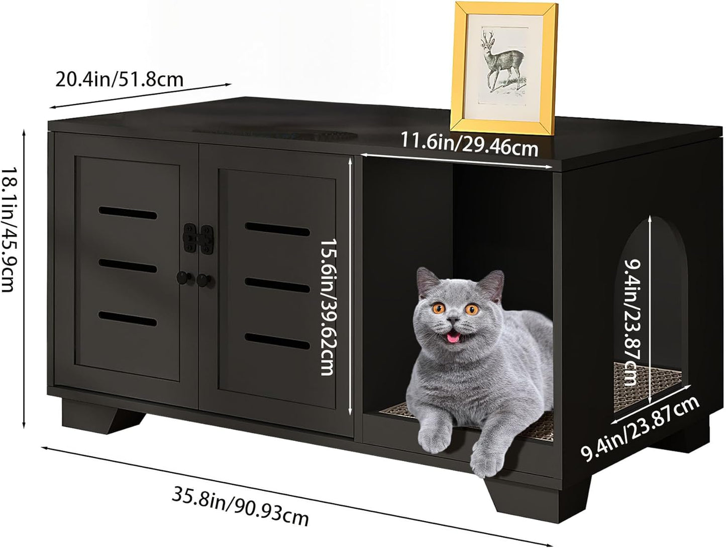 DKLGG Black Cat House - Comfortable, Spacious, and Durable with Security Door