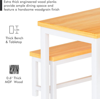 DKLGG Elegant Beige Dining Set - Spacious Kitchen Table with Two Benches for Cozy Family Dining