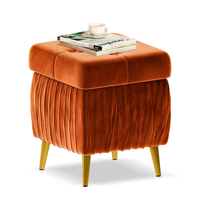DKLGG Stylish Large Storage Ottoman - 47.24” Velvet Design in Gold and Pink for Your Home