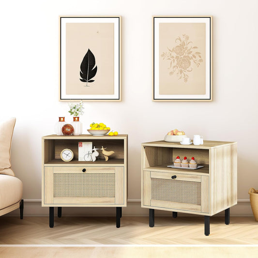 DKLGG Modern Oak Nightstand Set of 2 - Perfect for Adding Style to Your Bedroom