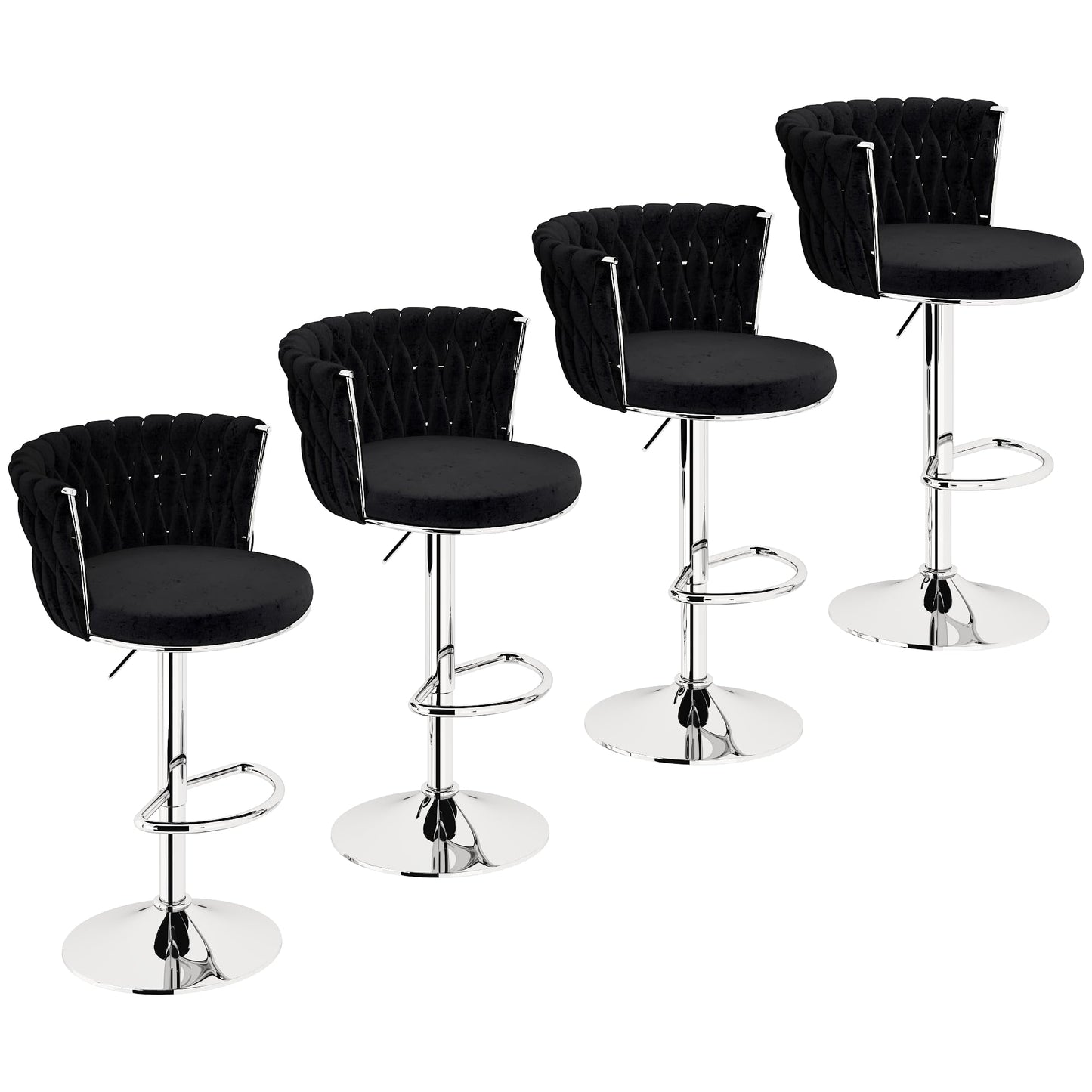 DKLGG Elegant Velvet Barstool Set - 4 Swivel Counter Height Stools for Comfort and Style