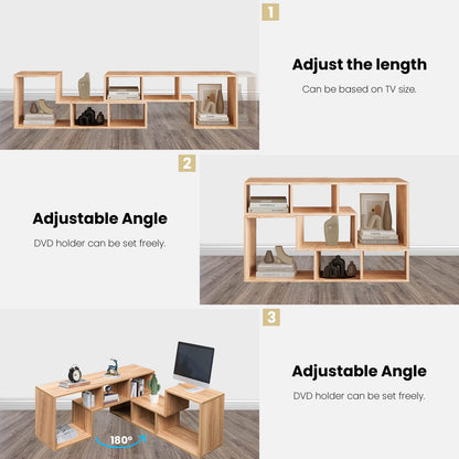 DKLGG L-Shaped TV Cabinet - 2-Tier Cube Bookcase for Books and Decor