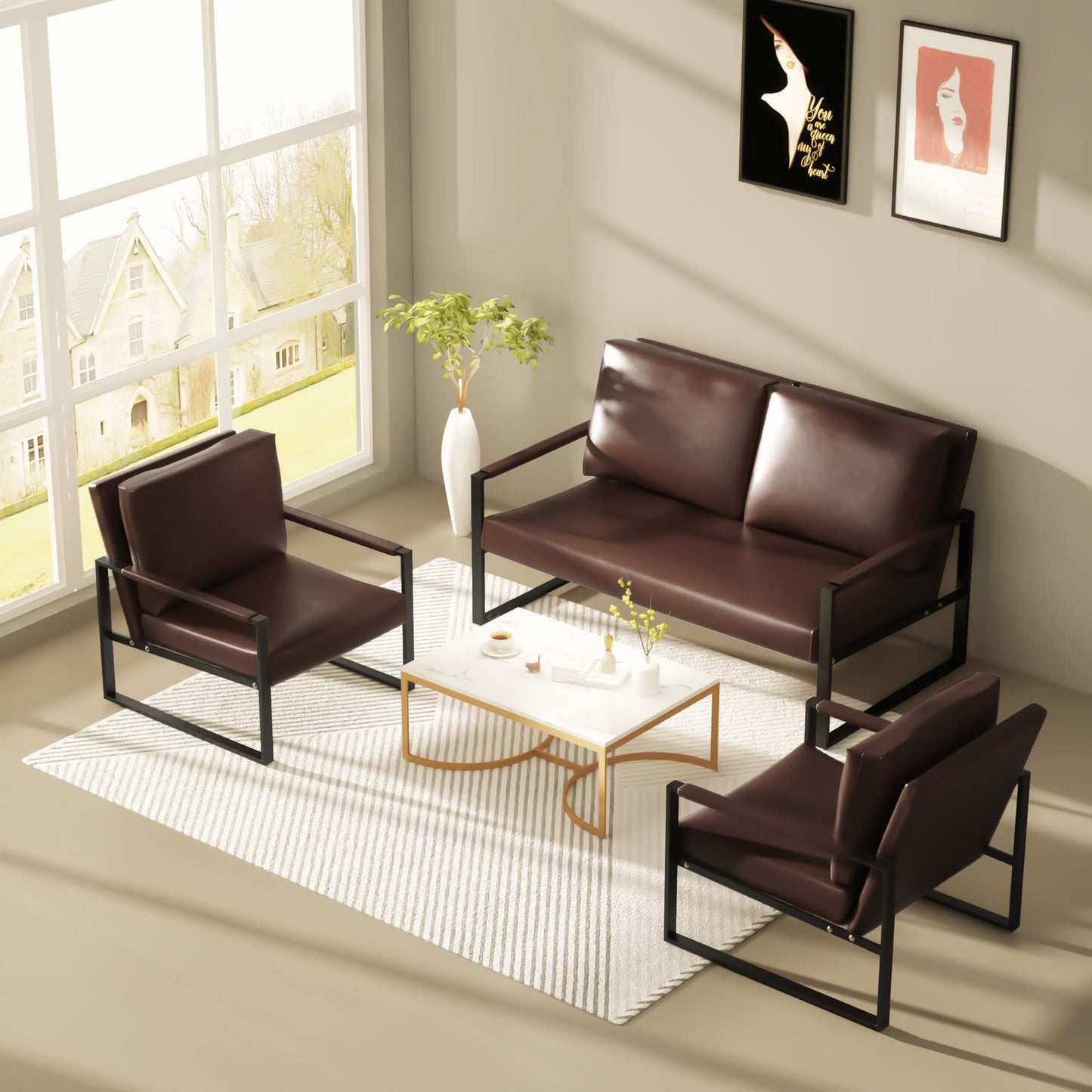 DKLGG Mid Century Modern Sofa Set - Vintage Style for a Timeless Living Room