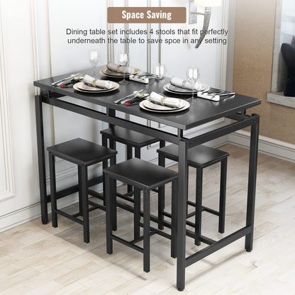 DKLGG 5-Piece Beige High Bar Dining Set - Perfect for Entertaining with Countertop Table and 4 Chairs