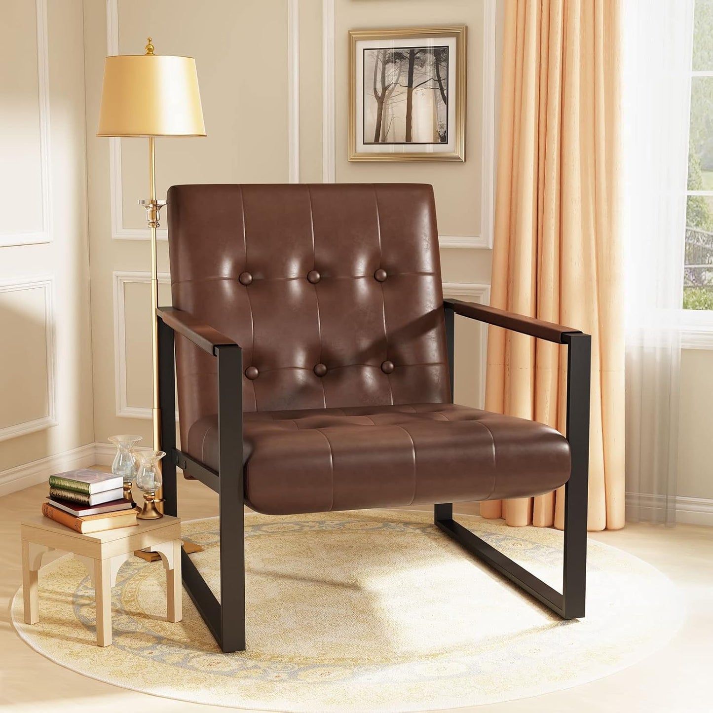 DKLGG Mid-Century Modern Leather Reading Chairs - Set of 2 for Cozy Comfort