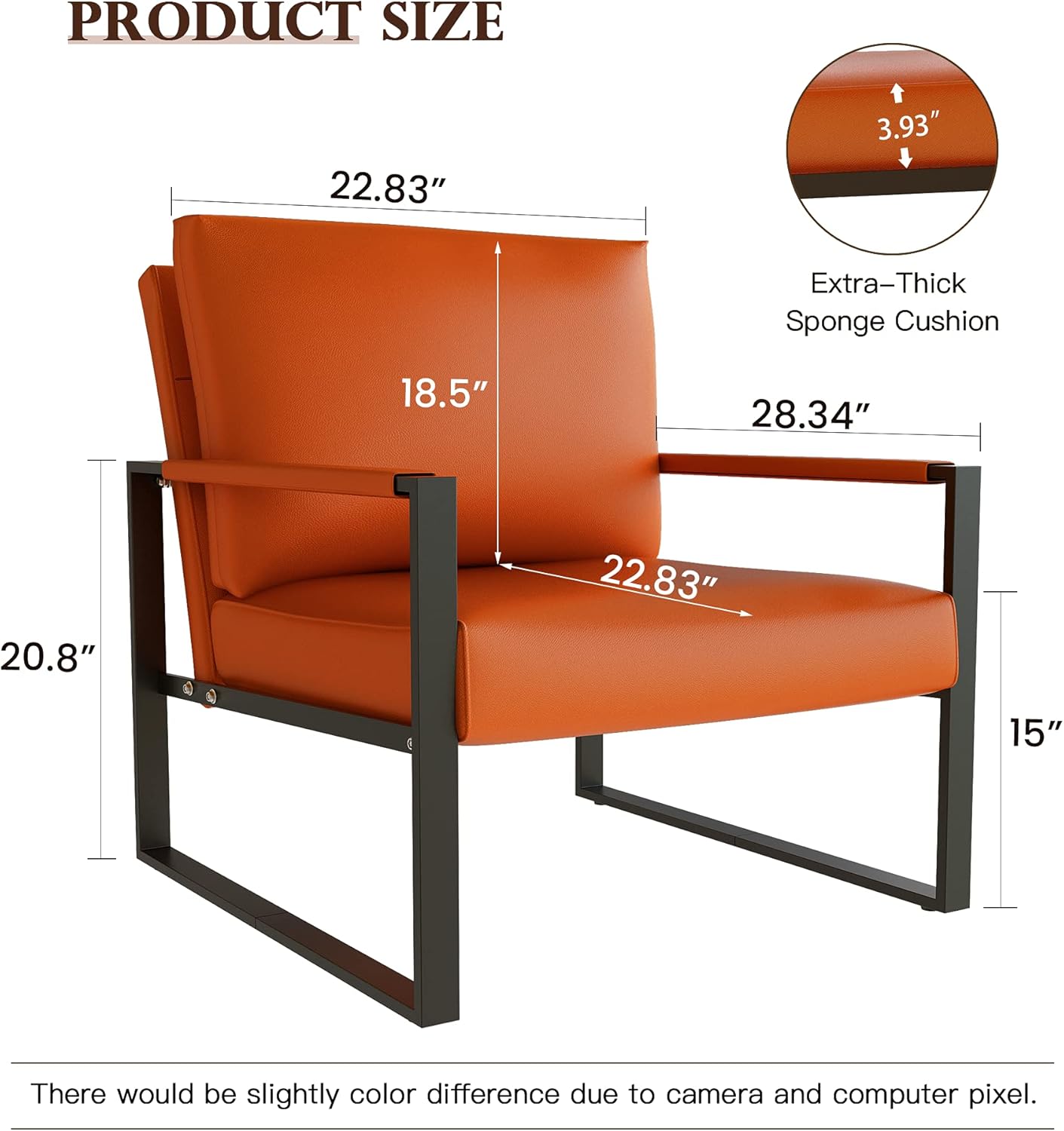 DKLGG Orange Leather Armchair - Oversized Comfort for Your Living Space with a Bold Look