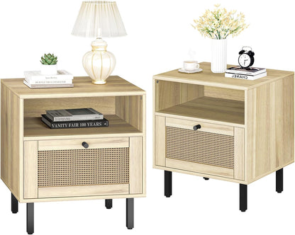 DKLGG Modern Oak Nightstand Set of 2 - Perfect for Adding Style to Your Bedroom