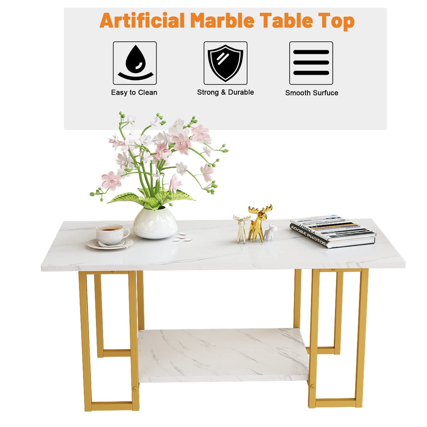 DKLGG 3-Piece Coffee Table Set - Stylish Rectangular Table with Two Matching Accent Tables