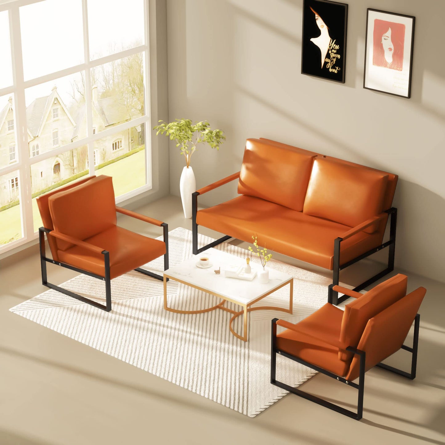 DKLGG Mid Century Modern Sofa Set - Vintage Style for a Timeless Living Room