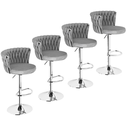 DKLGG Elegant Velvet Barstool Set - 4 Swivel Counter Height Stools for Comfort and Style