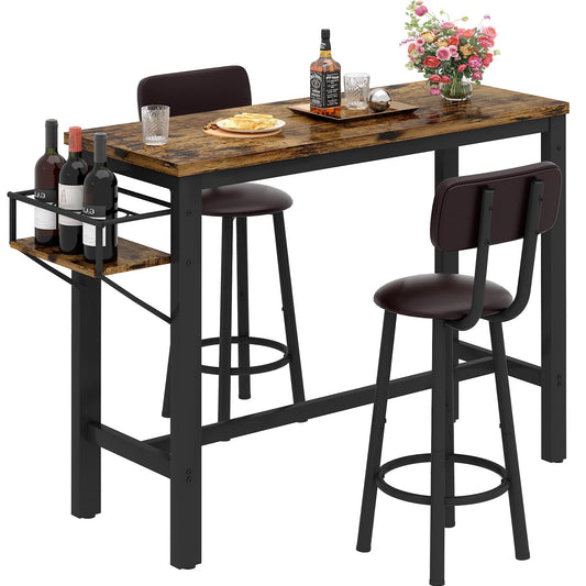 DKLGG Compact Kitchen Table Set - Bar Table and 3 Chairs for Small Spaces