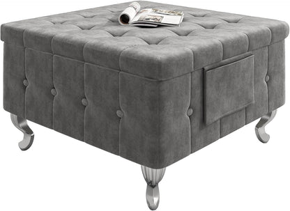 DKLGG Large Square Ottoman with Storage - Oversized Tufted Coffee Table for Stylish Living Rooms