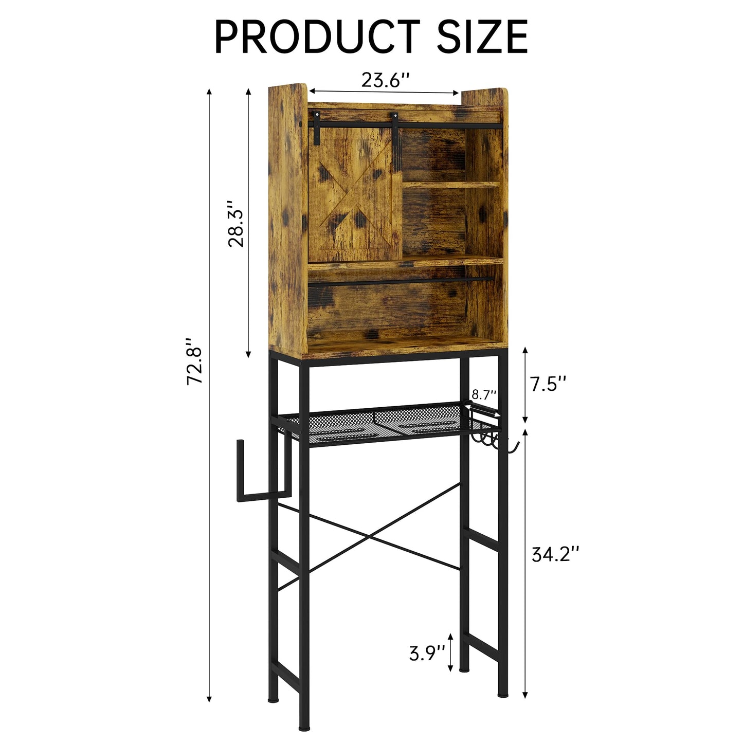 DKLGG Rustic Brown Above Toilet Organizer - Stylish Freestanding Bathroom Storage Solution