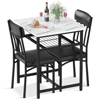 DKLGG 3-Piece Wooden Dining Table Set for Small Spaces, Compact Kitchen Table & Chairs