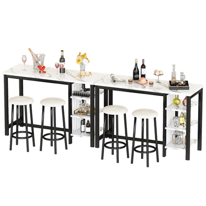 DKLGG 4-Piece Faux Marble Dining Set - Ideal for 3-6 People with Convenient Folding Table Leaf