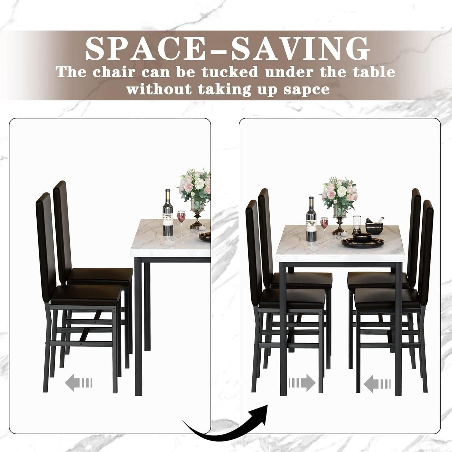 DKLGG 4-Person Dining Set, Modern 5-Piece Table and Chairs for Kitchen - Perfect Home Dining Experience