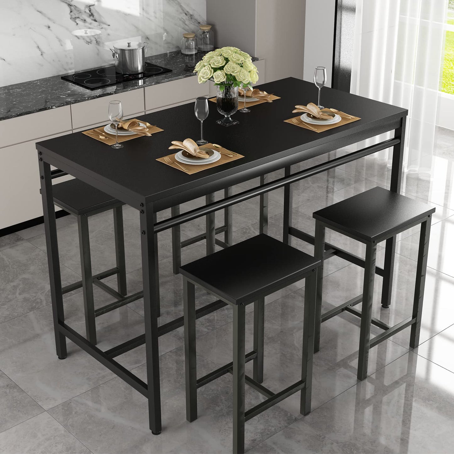 DKLGG 5-Piece Bar Height Dining Set - Perfect for Entertaining and Casual Meals