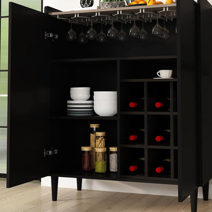 DKLGG Stylish Black Wine Cooler – 37” Bar Cabinet for Your Kitchen or Home