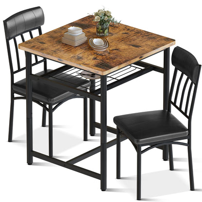 DKLGG 3-Piece Wooden Dining Table Set for Small Spaces, Compact Kitchen Table & Chairs