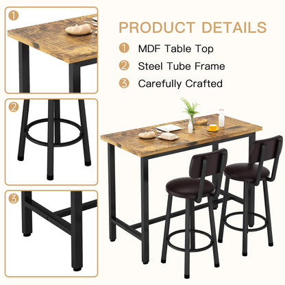 DKLGG 3-Piece Pub Dining Set - Stylish Bar Table with Versatile Chairs for Any Space