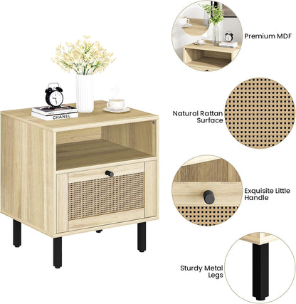 DKLGG Modern Oak Nightstand Set of 2 - Perfect for Adding Style to Your Bedroom