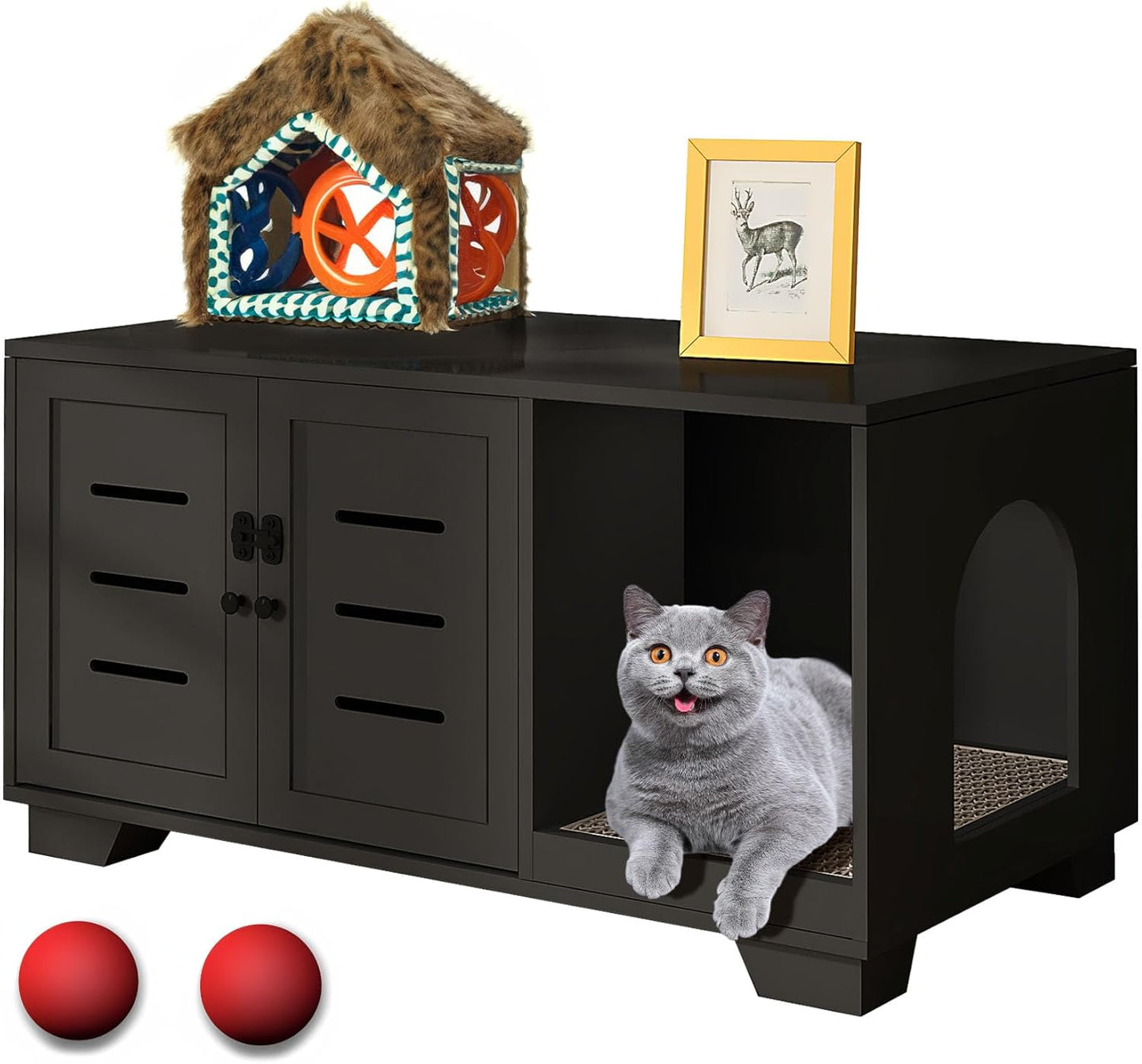 DKLGG Black Cat House - Comfortable, Spacious, and Durable with Security Door