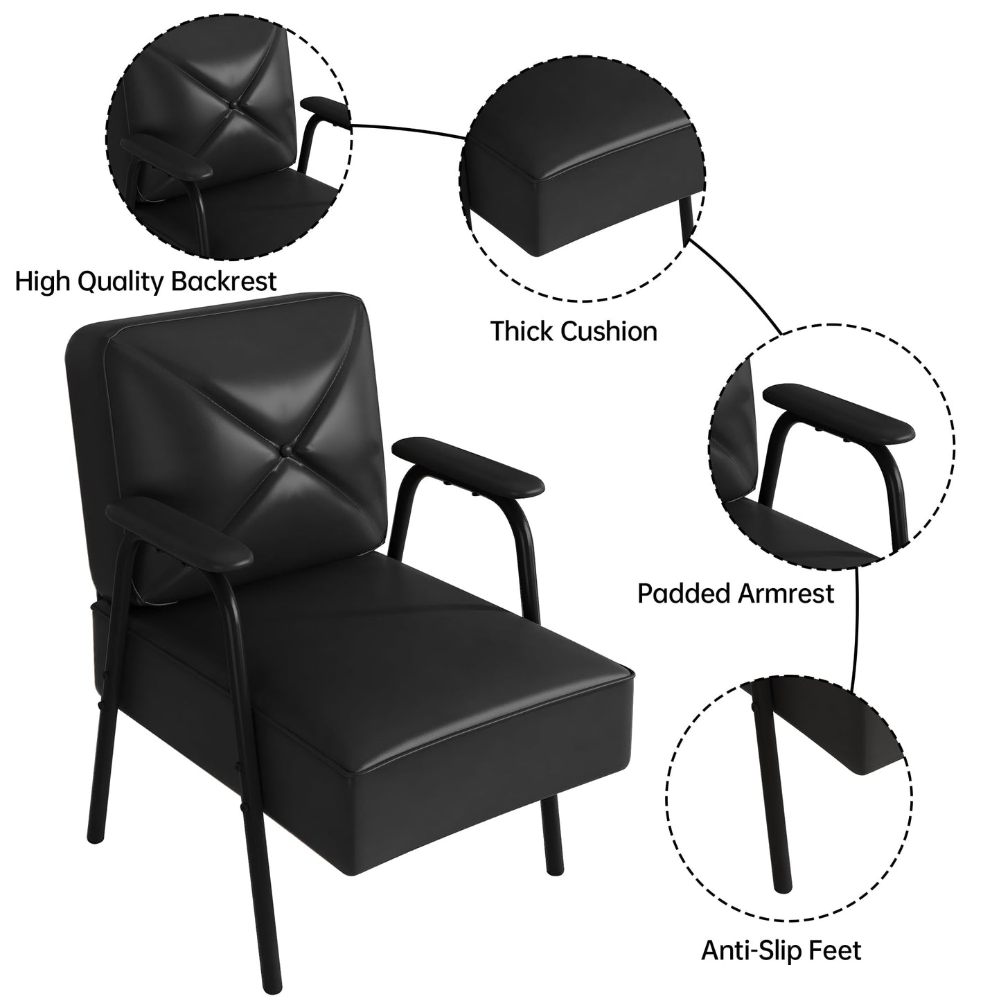 DKLGG Black Mid-Century Modern Side Chair Set of 2 - Comfortable Chairs with Upholstered Arms