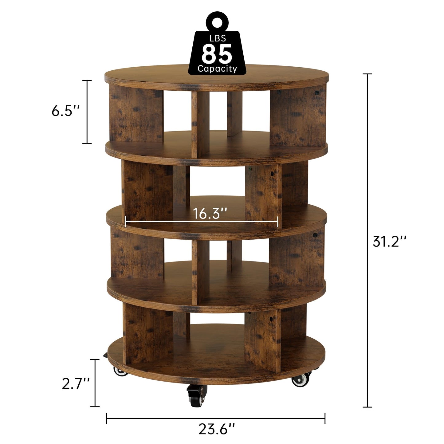 DKLGG Black Revolving Shoe Rack Tower - 4-Tier Design for Space-Saving Shoe Organization