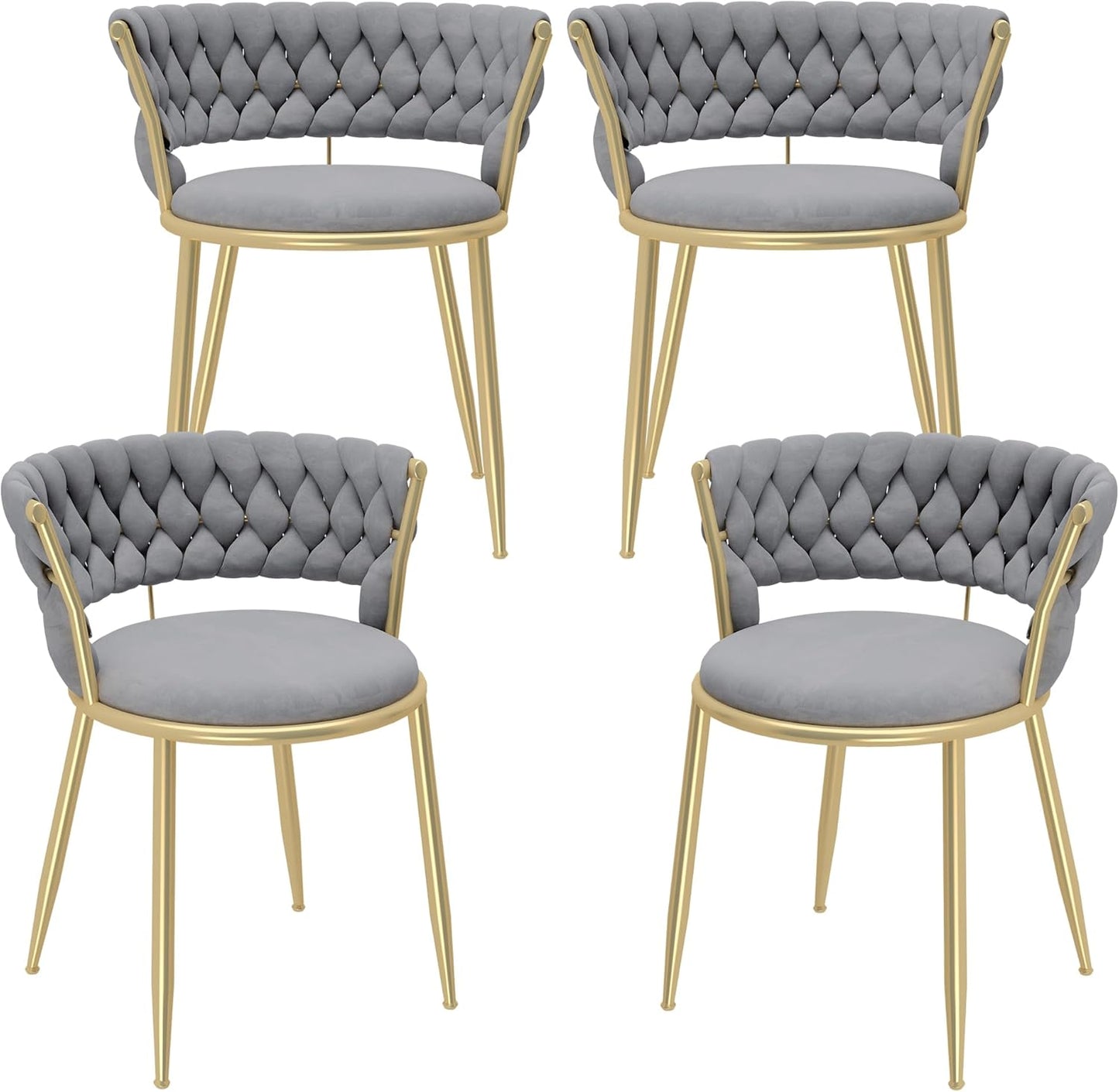 DKLGG Velvet Dining Chair Set of 4 - Elegant Upholstered Chairs for Stylish Dining