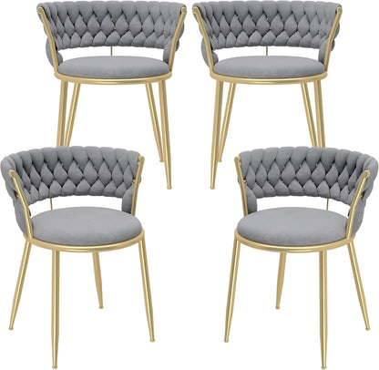 DKLGG Velvet Dining Chair Set of 4 - Elegant Upholstered Chairs for Stylish Dining