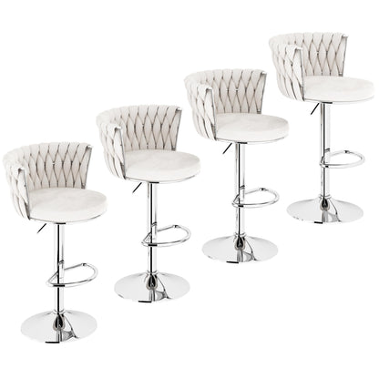 DKLGG Elegant Velvet Barstool Set - 4 Swivel Counter Height Stools for Comfort and Style