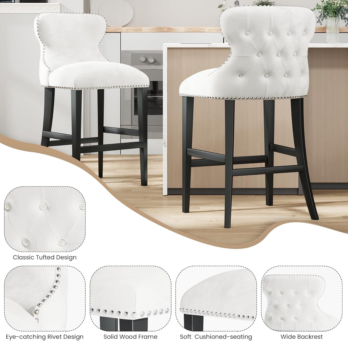 DKLGG 26-Inch Backrest Barstools - Perfect for Dining Areas and Home Bars