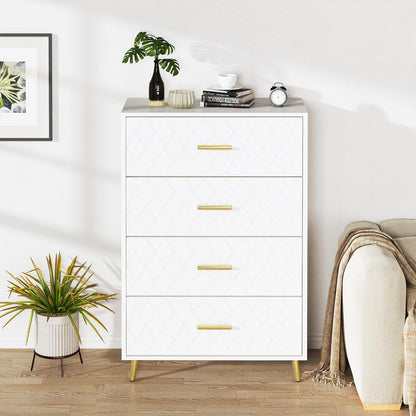 DKLGG White Nightstand Set of 2, Modern Dresser with 3 Drawers, Set of 2